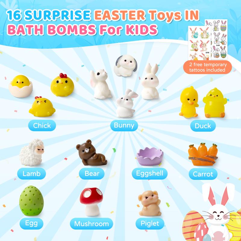 🥚Easter Surprise Bath Bombs for Kids🌈16-Pack