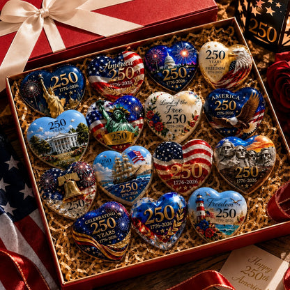 🇺🇸 America 250th Anniversary Commemorative Heart Ornament Collection | 15-Piece Patriotic Keepsake Set🎁Buy 2 Free Shipping