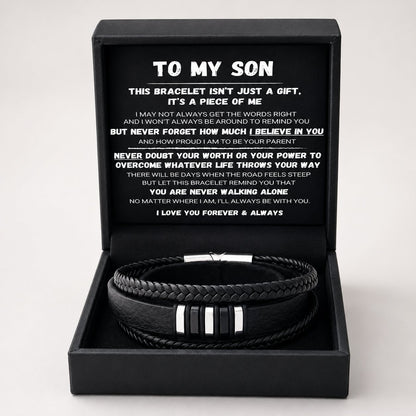 🔥LAST DAY 57% OFF - 🖤To My Son — Never Walk Alone Braided Bracelet Set