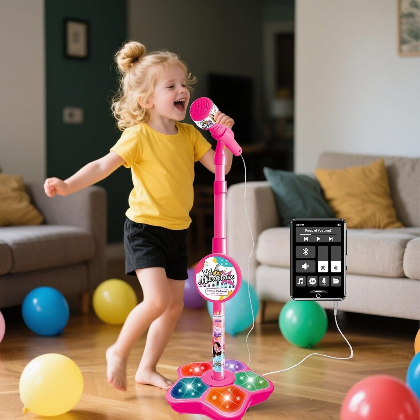 🎄Christmas Sale 49% OFF! 🎤Microphone Toy, Karaoke Machine Toy with Light🎁Perfect Gift for Children🎁