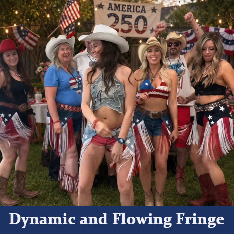 🔥Last Day 55% OFF-USA 250th Anniversary Patriotic Denim Fringe Belt