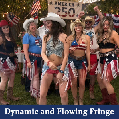 🔥Last Day 55% OFF-USA 250th Anniversary Patriotic Denim Fringe Belt