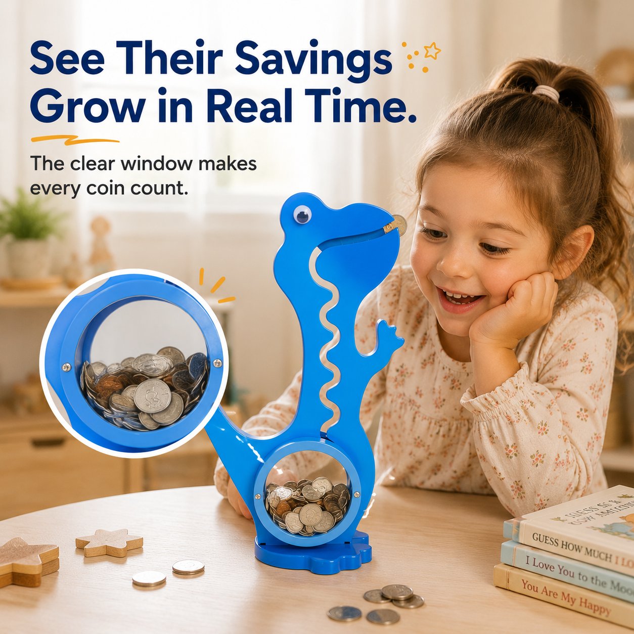 🦕 Interactive Dinosaur Coin Bank