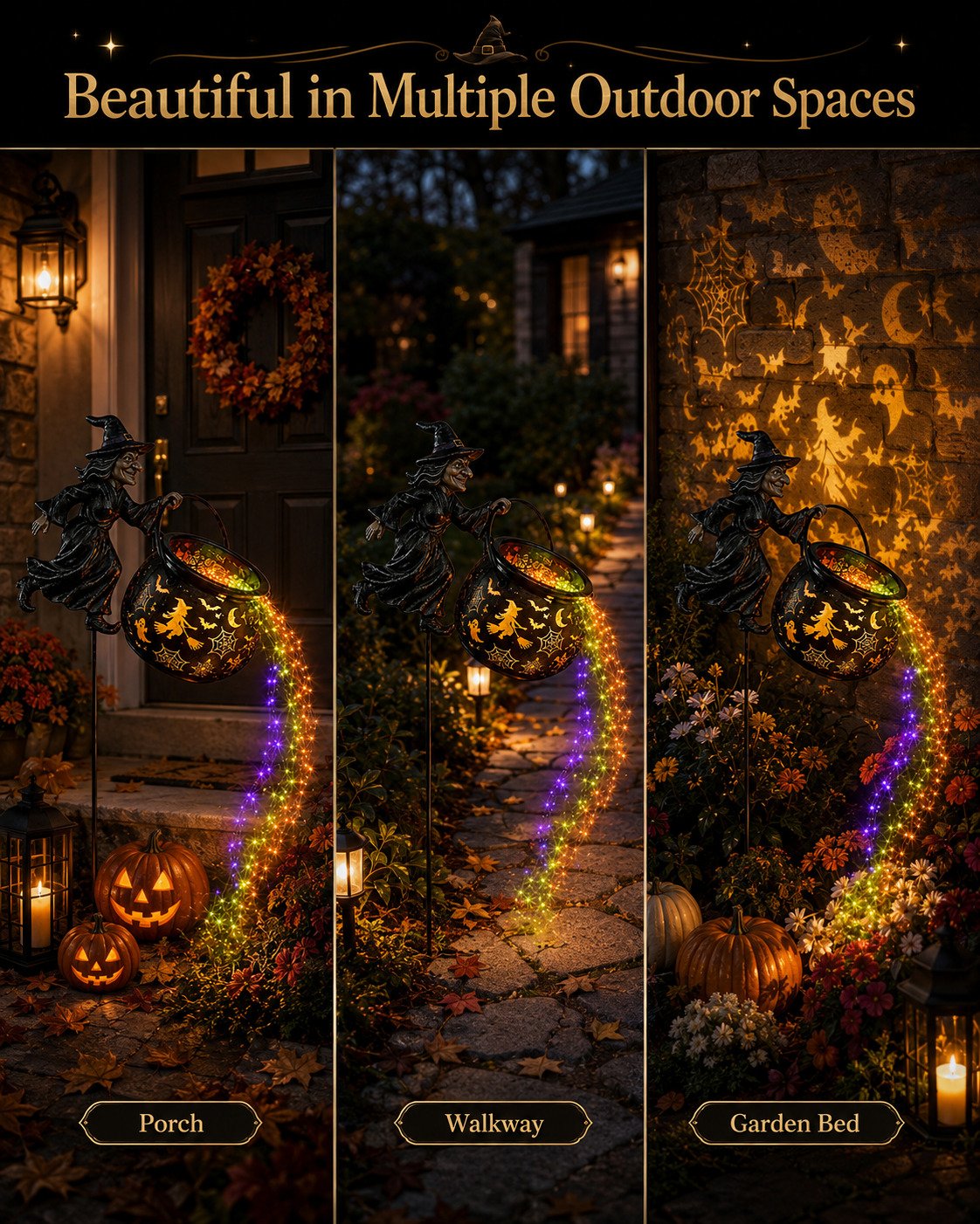 Halloween Witch Cauldron Projection Garden Light – Magical Outdoor Halloween Yard Decoration