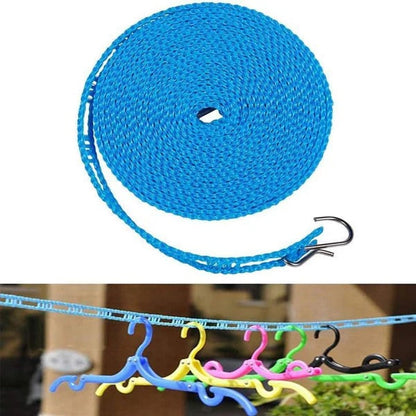 Verstellbare windfeste Wäscheleine mit Haken – Robuste mobile Wäscheleine für Reisen, Camping, Garten & Zuhause