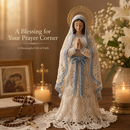 🤍 Our Lady of Grace 🤍 Handmade Crochet Virgin Mary Statue A Symbol of Faith & Blessing 🙏
