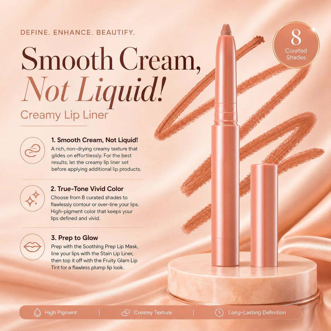 Last Day Buy 1 Get 1 Free Easy Glide Lip Liner — Creamy, Blendable Color with Smooth Application, Summervibes