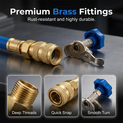 🎯 ! R134a AC Hose with Precision Gauge – Easy-to-Read Dial, Professional Grade 📊🚛 [Flash Sale]