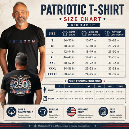 Freedom 250th Tee 🇺🇸 | Celebrate 1776–2026 in Style 🎉