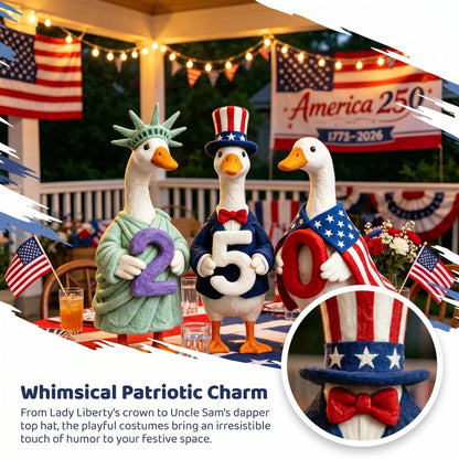 Whimsical "USA 250" Patriotic Geese Centerpiece