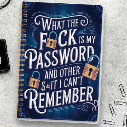 📅Funny Password Notebook - Spiral Bound with Lock Icons & Funny Security Phrases✍️