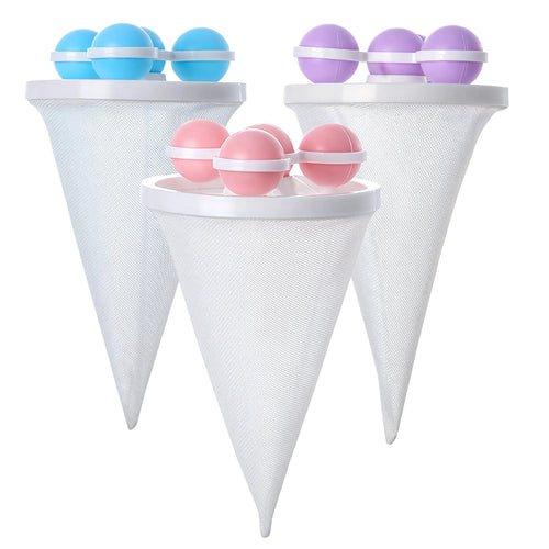3 Counts Washing Machine Filter Bag, Reusable Floating Hair Filter for Laundry Washer Cotton