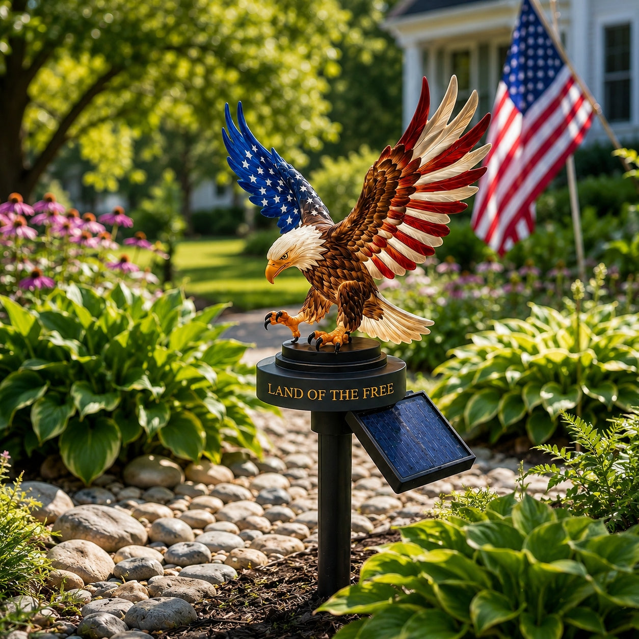 Solar Eagle Garden Light – A Glowing Tribute to American Freedom