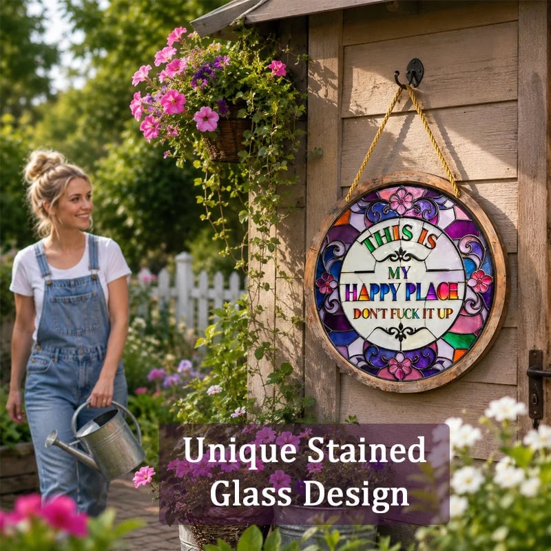 🔥LAST DAY 50% OFF -🌈Stained Glass Happy Place Hanging Decor