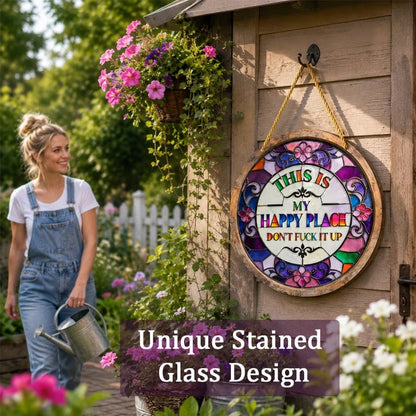🔥LAST DAY 50% OFF -🌈Stained Glass Happy Place Hanging Decor
