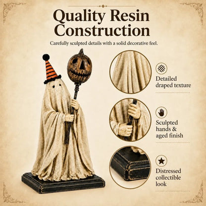 🏆Limited Time Sale 49% OFF Lighted Vintage Ghost Figurine with Glowing Pumpkin Staff 👻💡