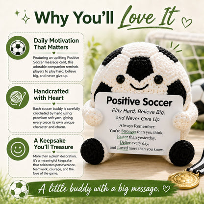 🔥Last Day: BUY 3 GET 1 FREE - ⚽ Positive Soccer Buddy|Handmade Crochet Encouragement Gift 💚