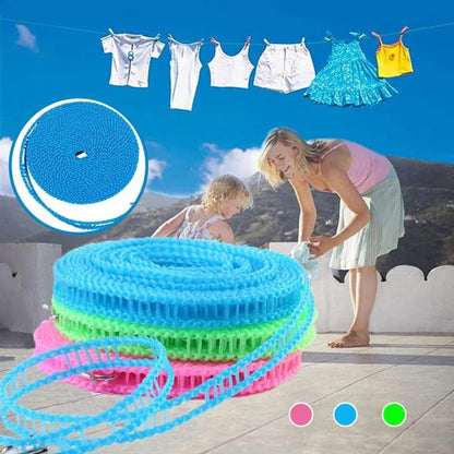 Verstellbare windfeste Wäscheleine mit Haken – Robuste mobile Wäscheleine für Reisen, Camping, Garten & Zuhause