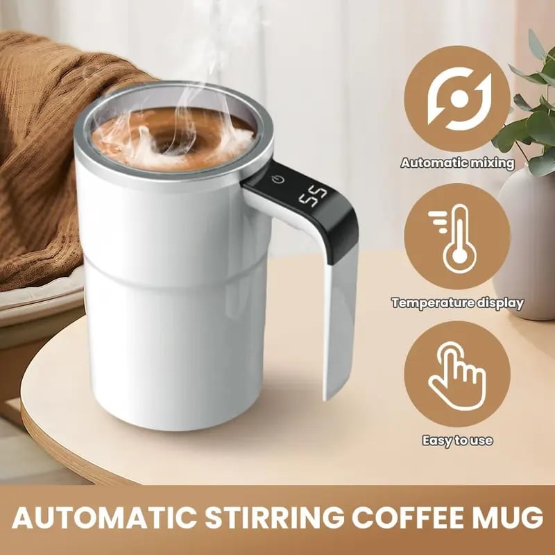 Elektrischer Kaffeebecher mit integriertem LCD-Thermometer – perfekt zum Zubereiten von Kaffee, Milch, Kakao usw.
