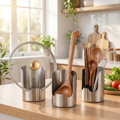 Thickened Stainless Steel Utensil Organizer, Rust Resistant Easy to Clean