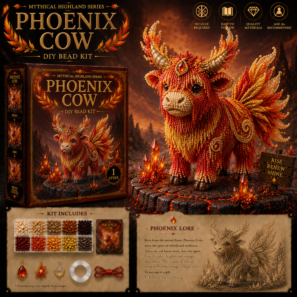 🔥Last Day BUY 3 GET 1 FREE🐮 Mythical Highland Series™ DIY Bead Kit Collection