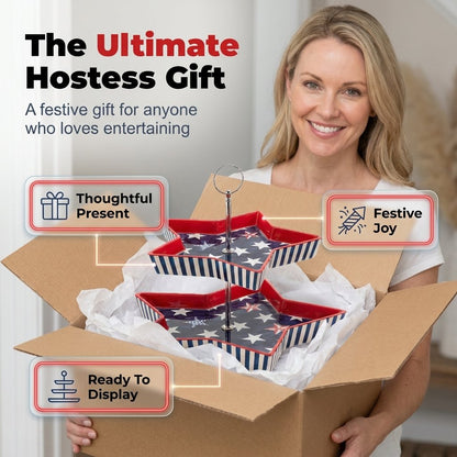 250th American Patriotic Two-Tier Star Serving Tray