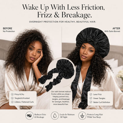 Satin/Silk Bonnet for Long Curly Hair
