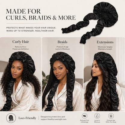 Satin/Silk Bonnet for Long Curly Hair