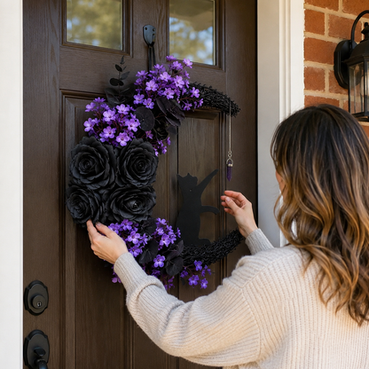 Handmade Halloween Cat Wreaths