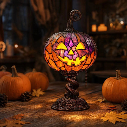 🔥HOT SALE🔥Halloween Stained Glass Style Pumpkin Table Lamp