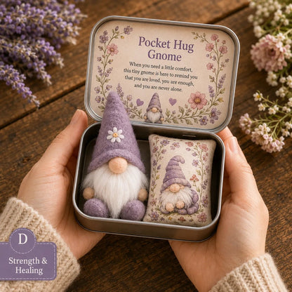 💌 Pocket Hug Gnome Comfort Gift Tin | Mini Plush Keepsake with Heartfelt Message, Matching Cushion & Protective Metal Case 🧸✨