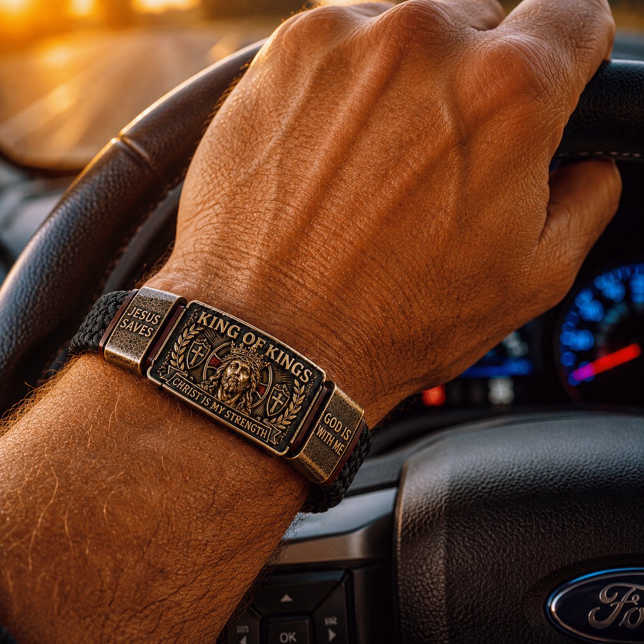 ✝️ King of Kings Faith Bracelet – Adjustable Christian Wristband Gift
