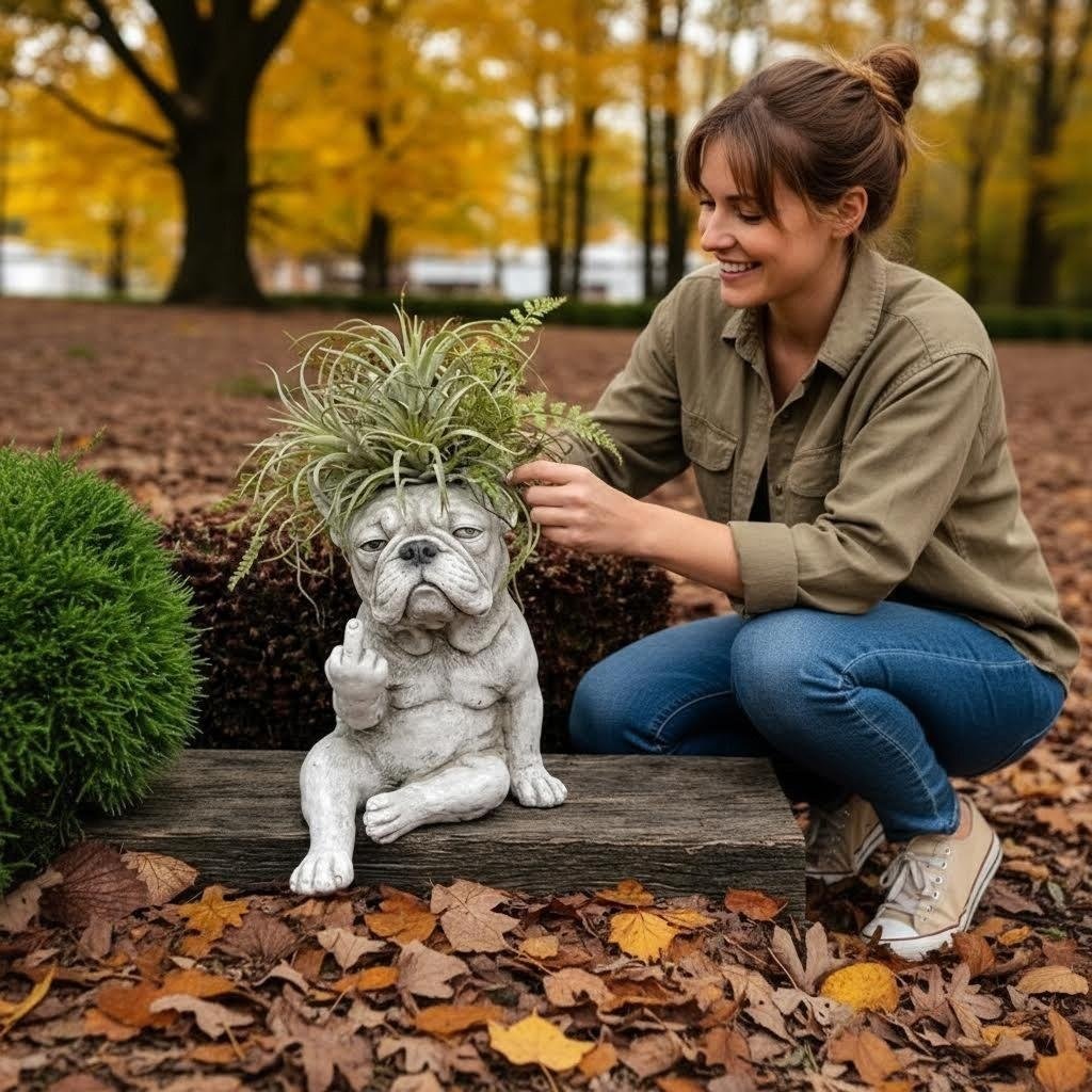 🔥LAST DAY 50% OFF🐶Grumpy French Bulldog Planter🪴