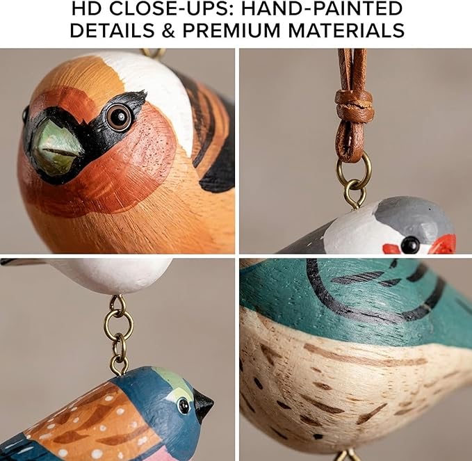 🔥50% OFF🔥 🐦 Rustic Hand Painted Wooden Bird Ornament Mobile ✨