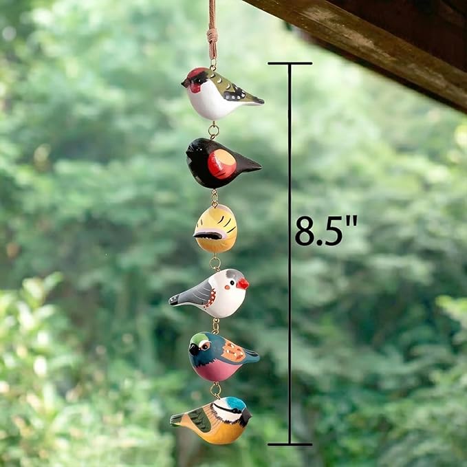 🔥50% OFF🔥 🐦 Rustic Hand Painted Wooden Bird Ornament Mobile ✨