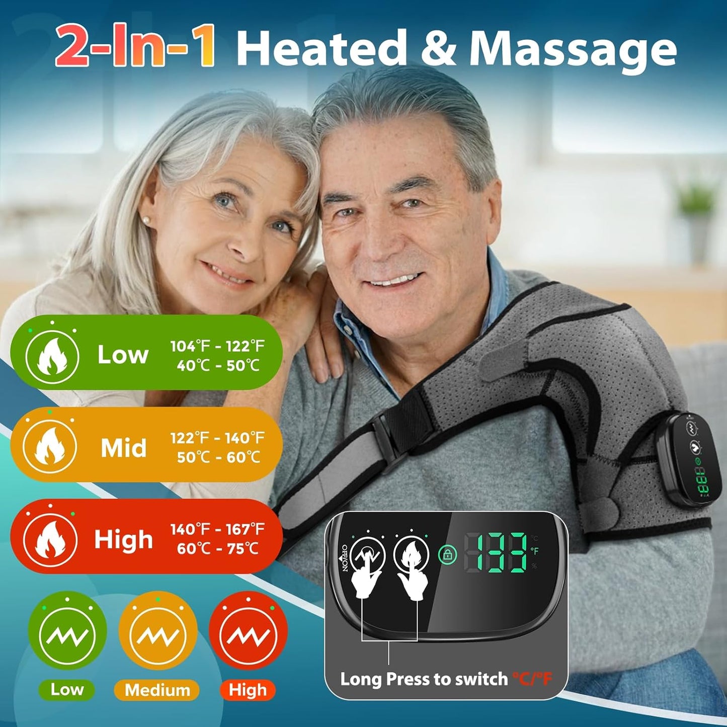 💙 Father’s Day Gift — 💥 Goodbye Shoulder Tension Heated Vibration Shoulder Brace for Daily Comfort 🎁✨