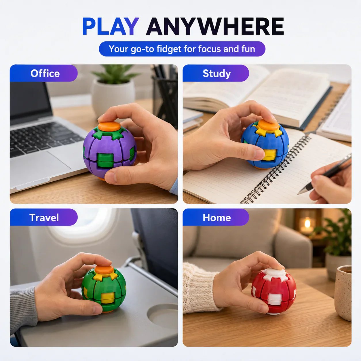 Press-to-Spin Stress Relief Fidget Ball