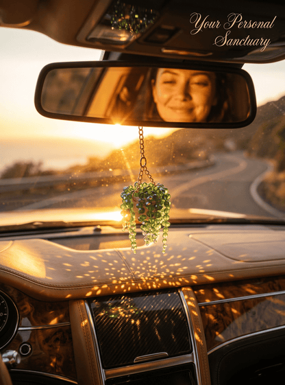 Sun-Kissed Beaded Succulent Car Charm
