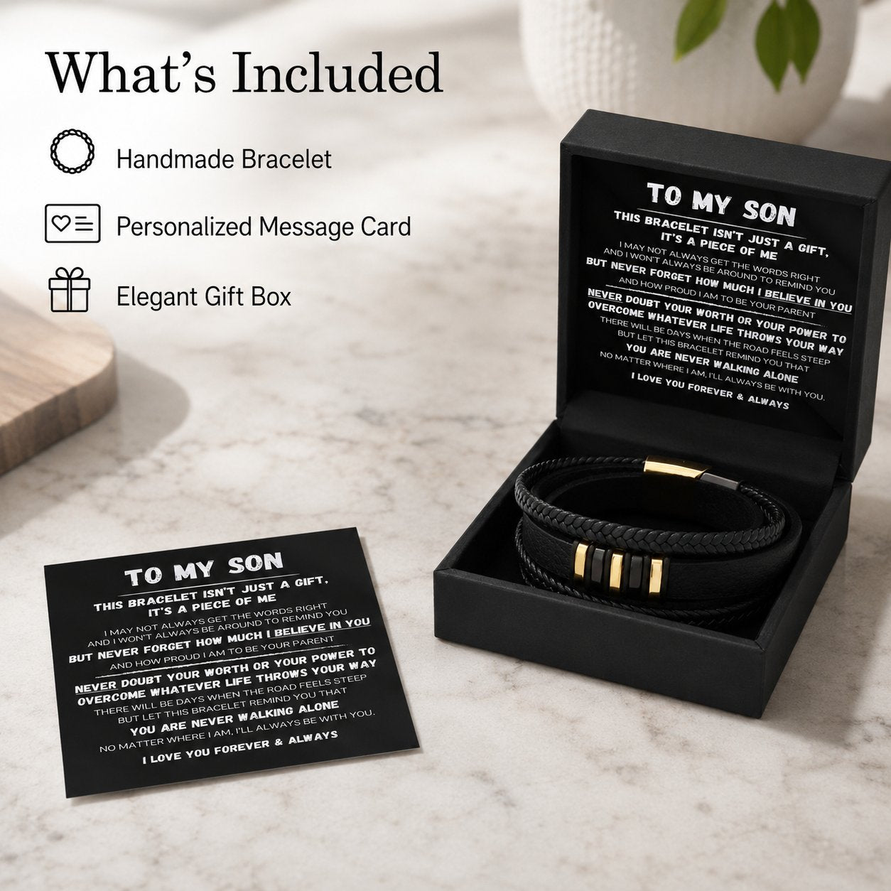 🔥LAST DAY 57% OFF - 🖤To My Son — Never Walk Alone Braided Bracelet Set