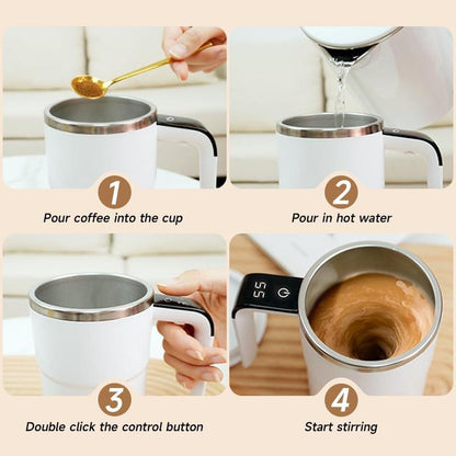 Elektrischer Kaffeebecher mit integriertem LCD-Thermometer – perfekt zum Zubereiten von Kaffee, Milch, Kakao usw.