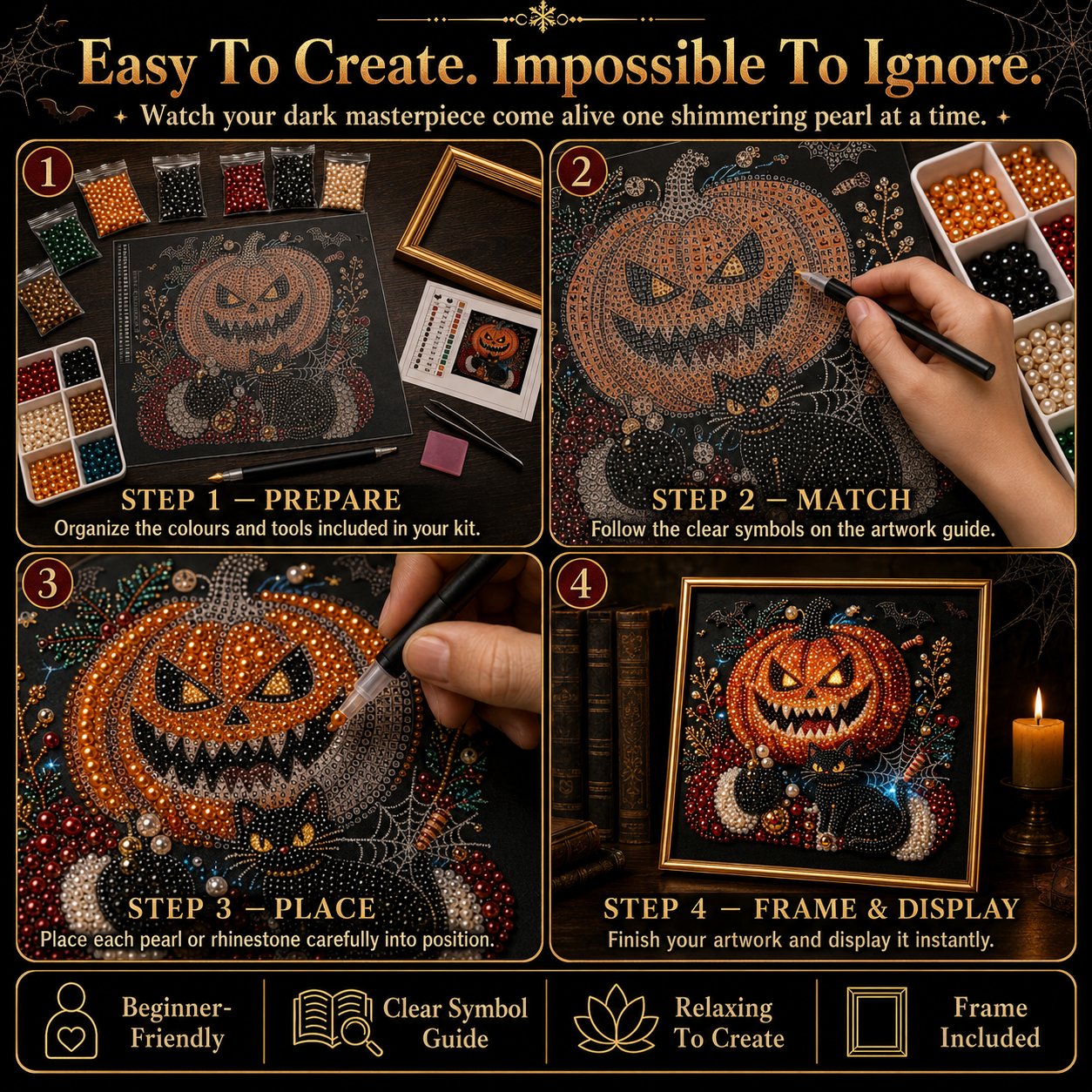 🔥 LAST DAY 49% OFF – 🖤 Premium 3D Pearl Dark Gothic Diamond Painting Art Kit | Luxury Flocked Canvas with Scratch-Resistant Non-Fading Pearl Beads DIY Dark Academia Decor 💀🕯️✨