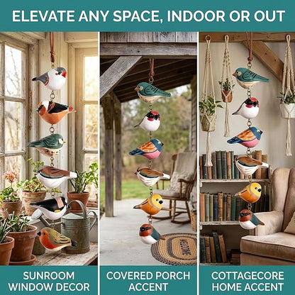🔥50% OFF🔥 🐦 Rustic Hand Painted Wooden Bird Ornament Mobile ✨