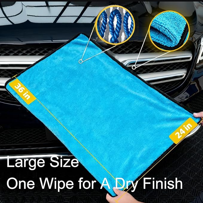 🚗 Ultra-Absorbent 600GSM Microfiber Car Drying Towel 24"x36" ✨