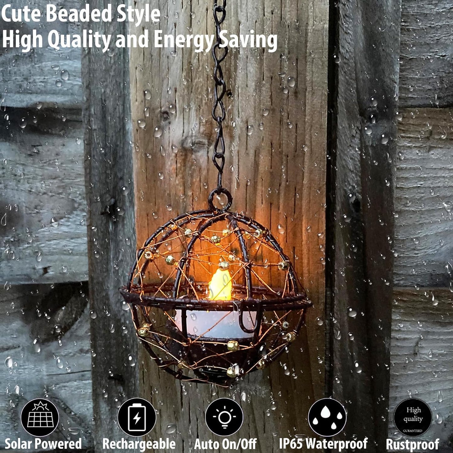🔥Outdoor Solar Hanging Lanterns - Pack of 4