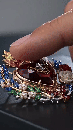 ❤️ Sacred Heart Floral Gemstone Brooch | Vintage Palace-Inspired Statement Pin
