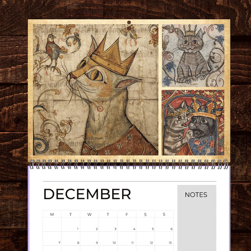 Medieval Cats with Crowns Calendar 2026