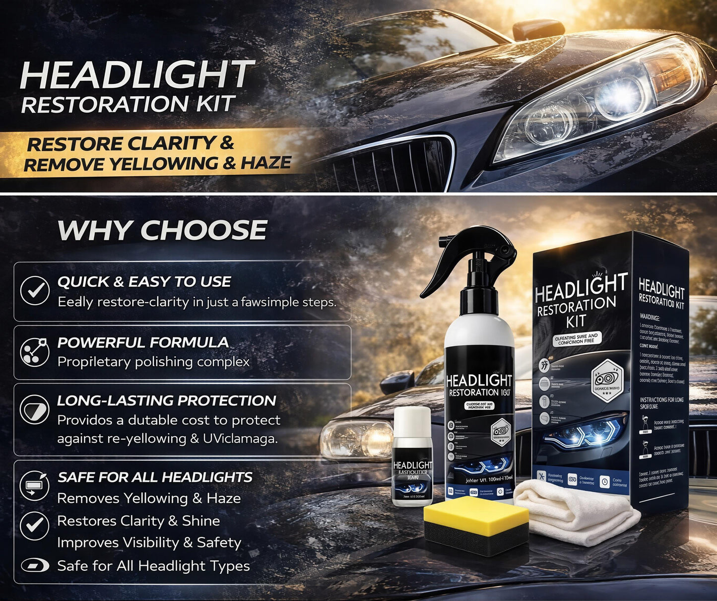 🚗 Automotive Headlamp Restoration Fluid Oxidized