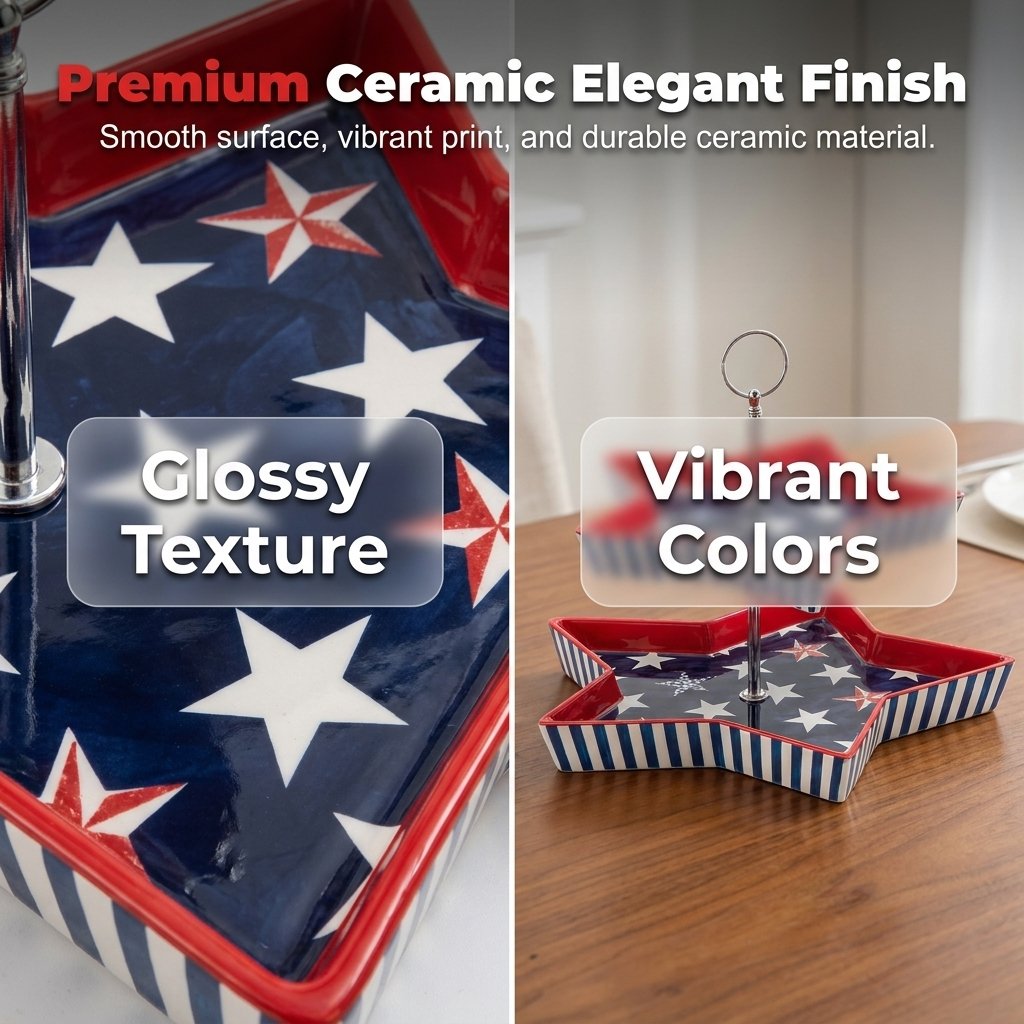 250th American Patriotic Two-Tier Star Serving Tray