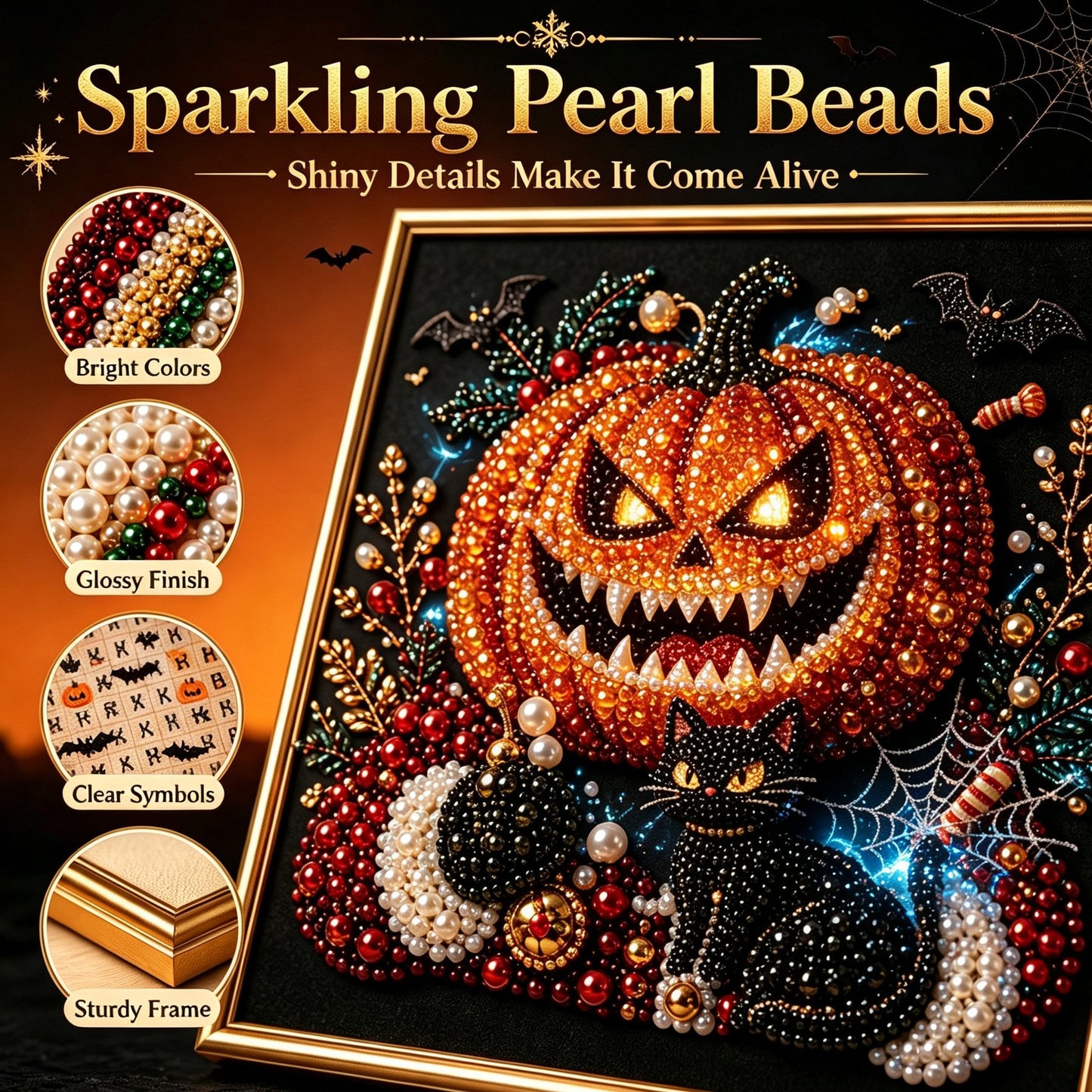 🔥 LAST DAY 49% OFF – 🖤 Premium 3D Pearl Dark Gothic Diamond Painting Art Kit | Luxury Flocked Canvas with Scratch-Resistant Non-Fading Pearl Beads DIY Dark Academia Decor 💀🕯️✨