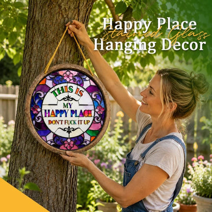 🔥LAST DAY 50% OFF -🌈Stained Glass Happy Place Hanging Decor